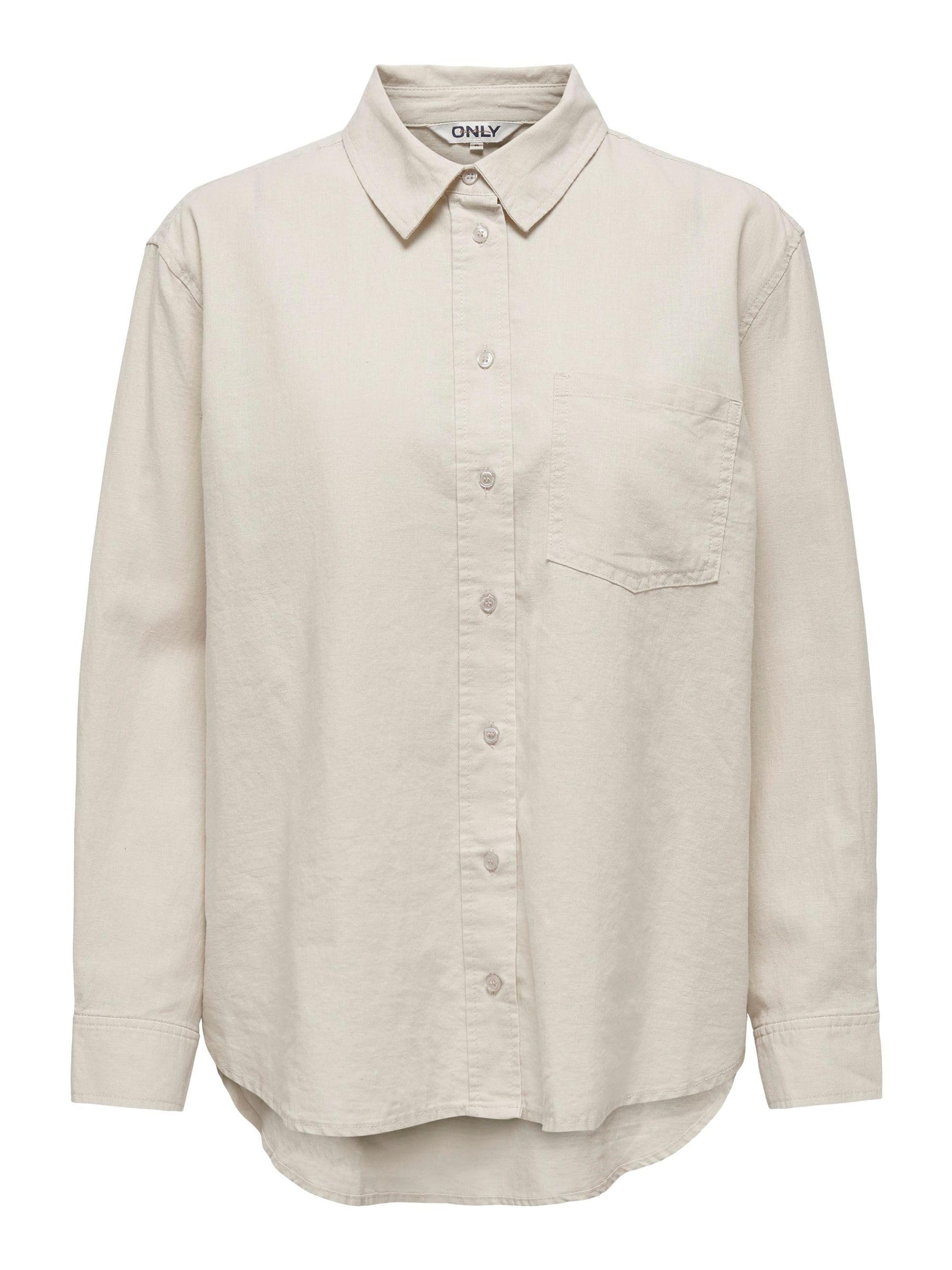Only Women's Moonbeam Onltokyo L/S Linen Blend Shirt Pnt Noos Blouse, S