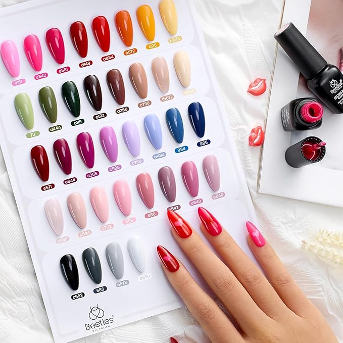 Set de 44 esmaltes de uñas gel beetles 36 colores + base y top coat miniatura 7