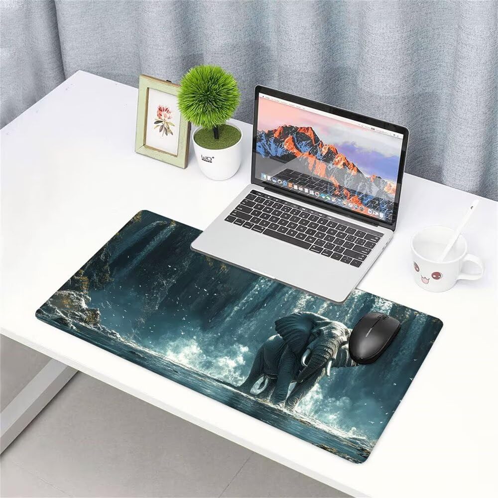 Tappetino Mouse Gaming xxl Accessori Scrivania Ufficio Grigio Elefante Grande Tappetino Mouse e Tastiera Sottomano da Scrivania 1200x600x3mm Base Antiscivolo, per PC Gamer Laptop Studio Casa d-650