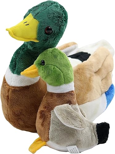 Miniatura 3 de POPOTATO Papá de peluche de pato real de 13 pulgadas con un pato bebé, 2 piezas de animales de peluche para niñas y niños