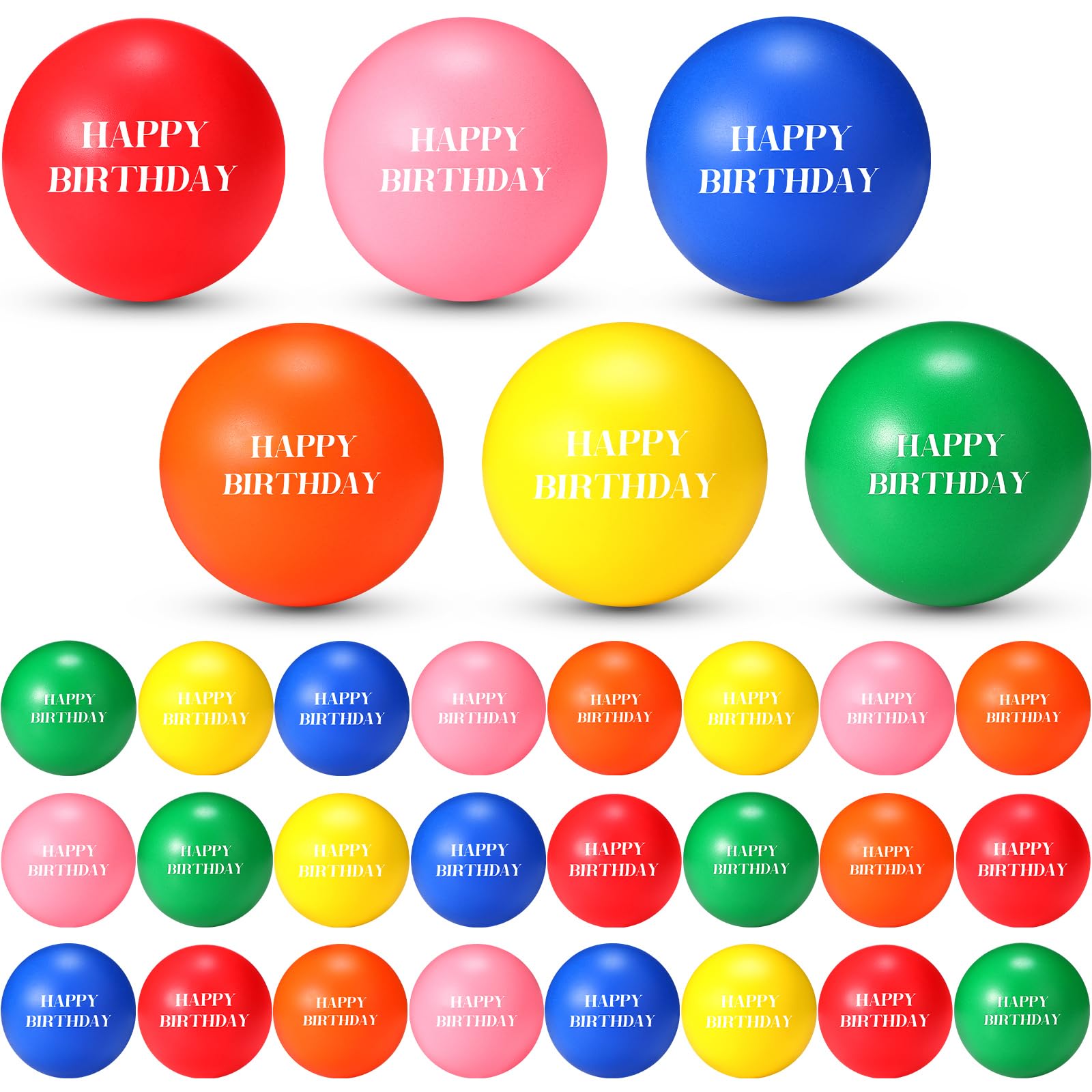 Libima 30 Pcs Mini Stress Ball for Happy Birthday Squeeze Ball Stress ...