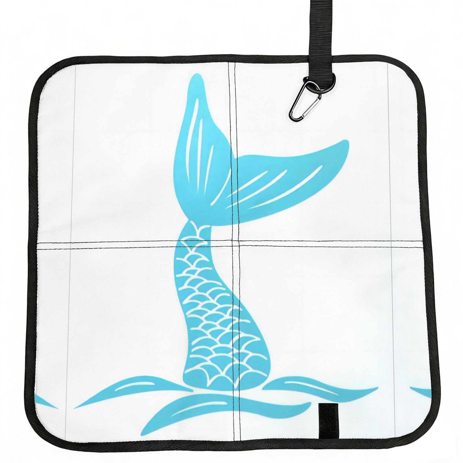 WBQLSL Mermaid Tail Foldable Seat Cushion - Portable Stadium Pad with Carabiner for Camping Hiking Picnic Beach
