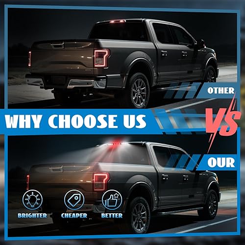 Miniatura 6 de 3 luz de freno de montaje alto trasero freno central parada tercera lámpara de carga trasera de freno para Ford 2015-2020 F-150, 2017 en adelante