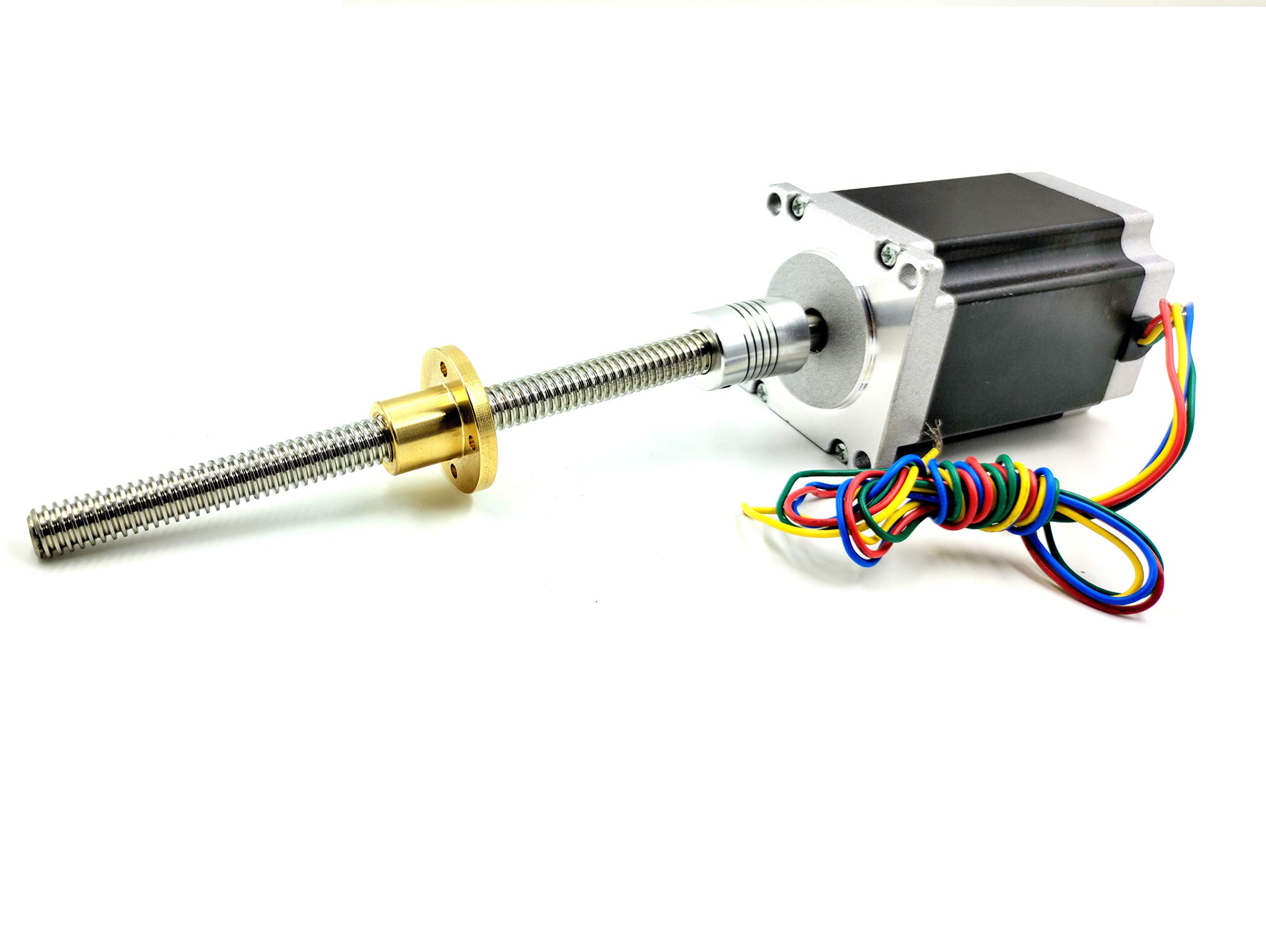 INVENTO 1pcs Nema 23 25 Kg-cm Stepper Motor + Flexible coupling + 150mm (0.15 mtr) 10mm T10 TR10 2mm Pitch Lead Screw + Brass Nut-image-11