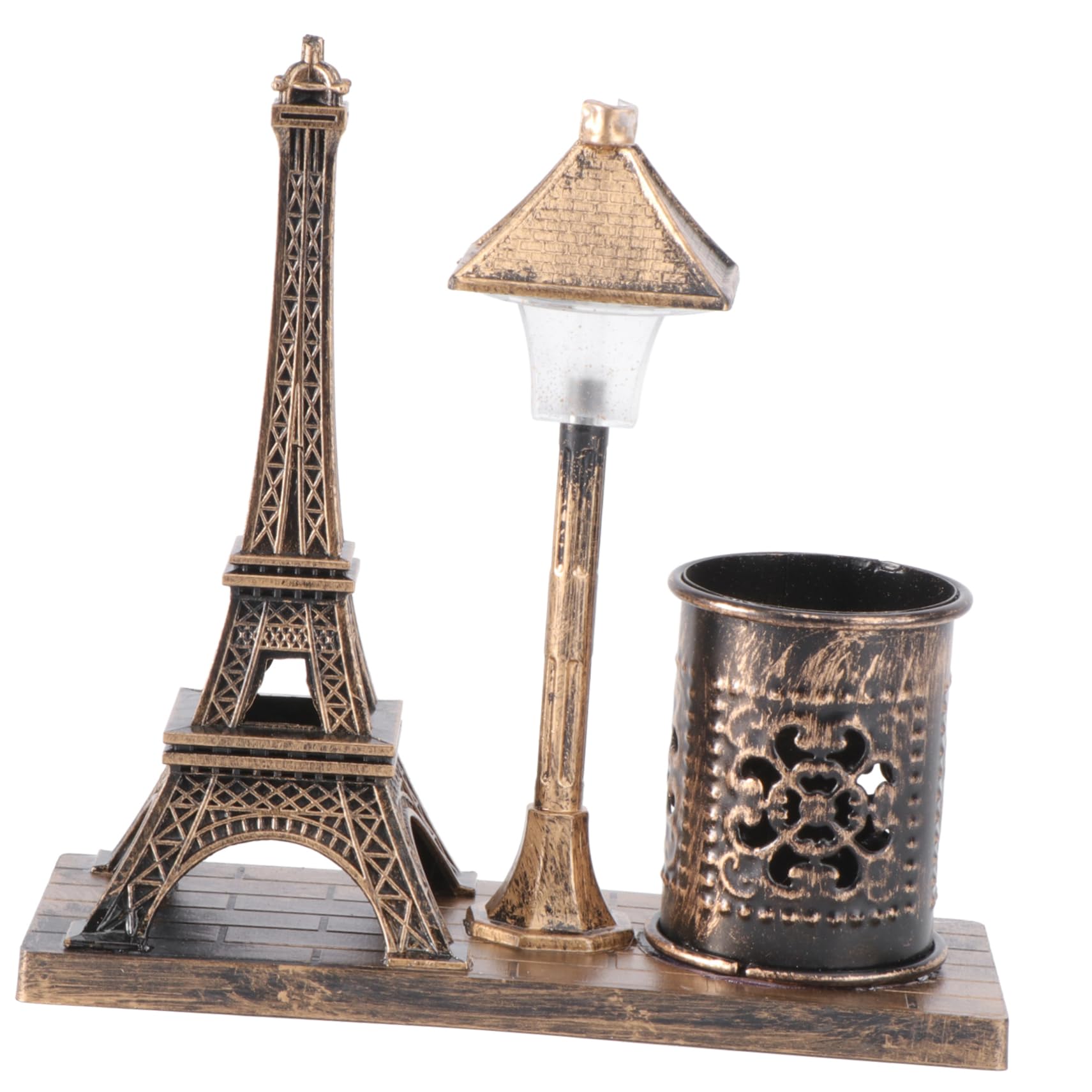 Gatuida Retro Art Night Light Pen Holder Eiffel Tower Desk Accessory Decorative Lamp
