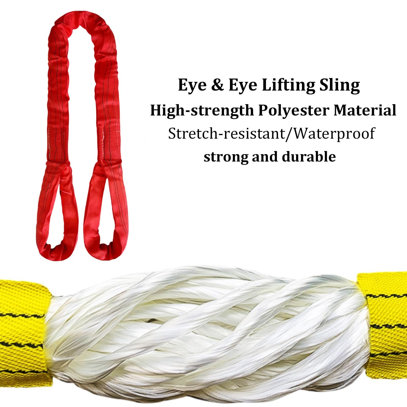 Hebebänder, Tragfähigkeit 11000 lbs/5000 kg, Polyester-Schlinge, strapazierfähiges industrielles Rundschlingenband zum Abschleppen und Heben Schwerer Lasten, Fabrik, Lagerhalle, ROT(10m)