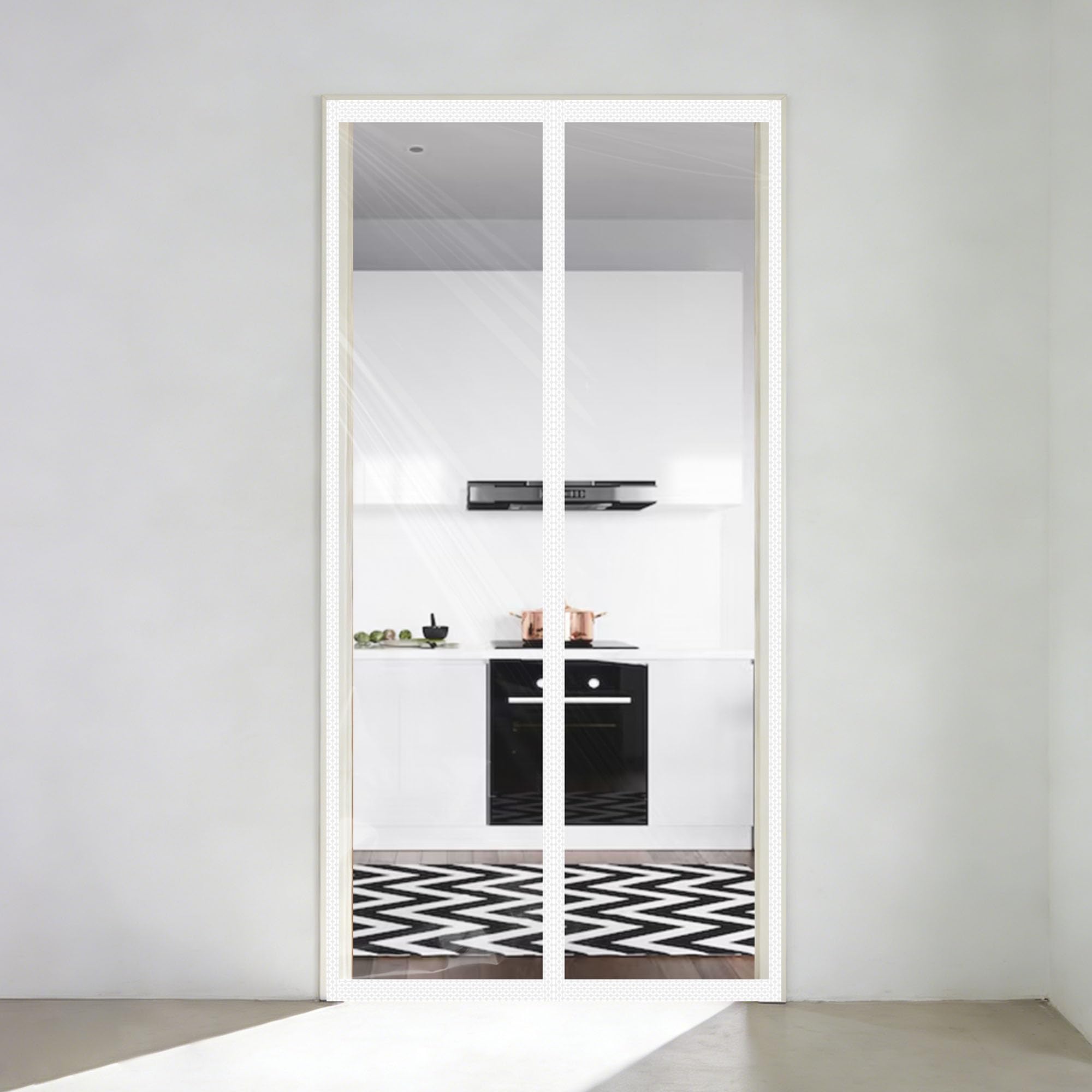 Tenda Magnetica Isolante Termica 135 x 277 cm Impermeabile Contro Freddo Isolamento Termico Tenda Eva Traslucido Antipolvere per Porte Finestra D'Ingresso Cucina Soggiorno, Bianco
