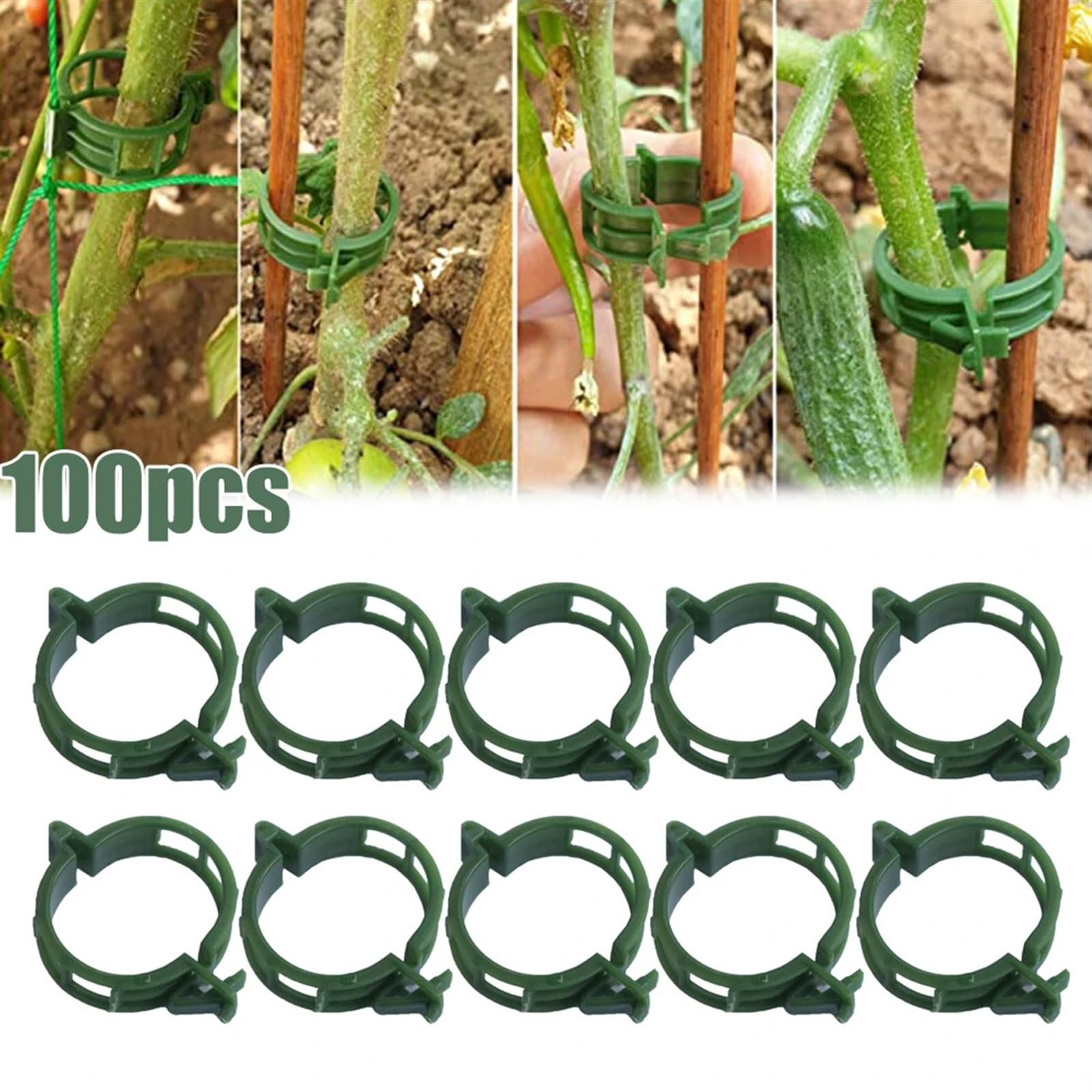 Attaches pour Plantes de Jardin, Clips de Support for Plantes, Support de Serre en Plastique for tomates de Jardin, 100 pièces