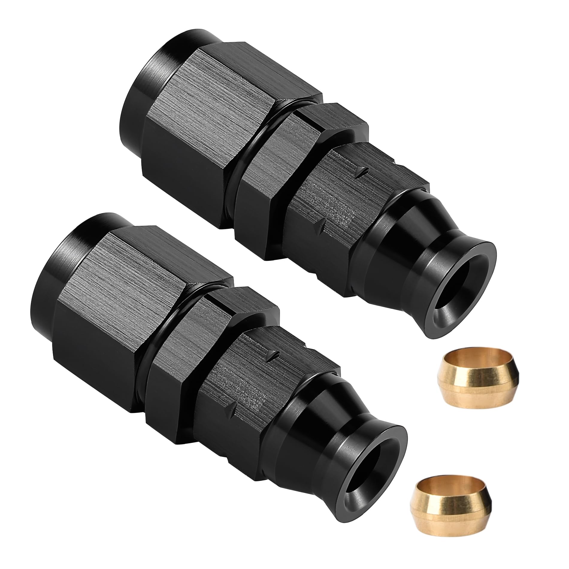 EVIL ENERGY 6AN Female Flare to 1/4" Compression Hardline Fitting Aluminum Black 2PCS