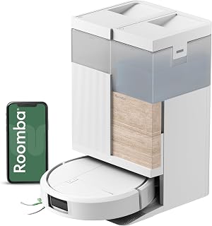 iRobot Roomba® Plus 575 Combo Roboter + AutoWash™ Dock, 25Kpa, Multifunktions‑Dock,Wäscht und trocknet die Wischpads bei heißer Temperatur, Clearview LiDAR+Kamera, Entleert-Sich, Schwarz