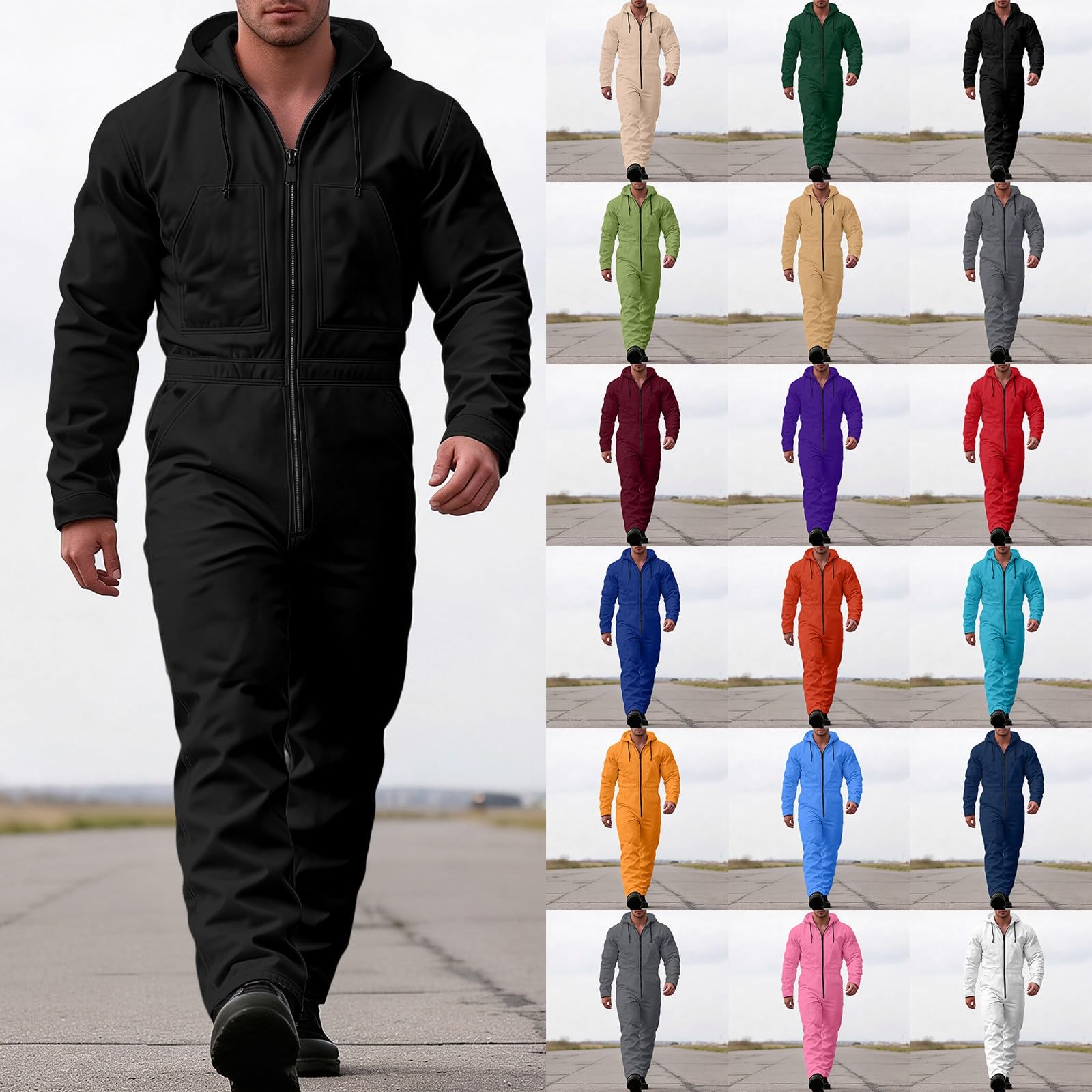 Generisch Mono de trabajo para hombre, de cuerpo entero, de manga larga, cuello de solapa, camisa larga, pantalones de trabajo, peto, traje de protección, ropa de trabajo