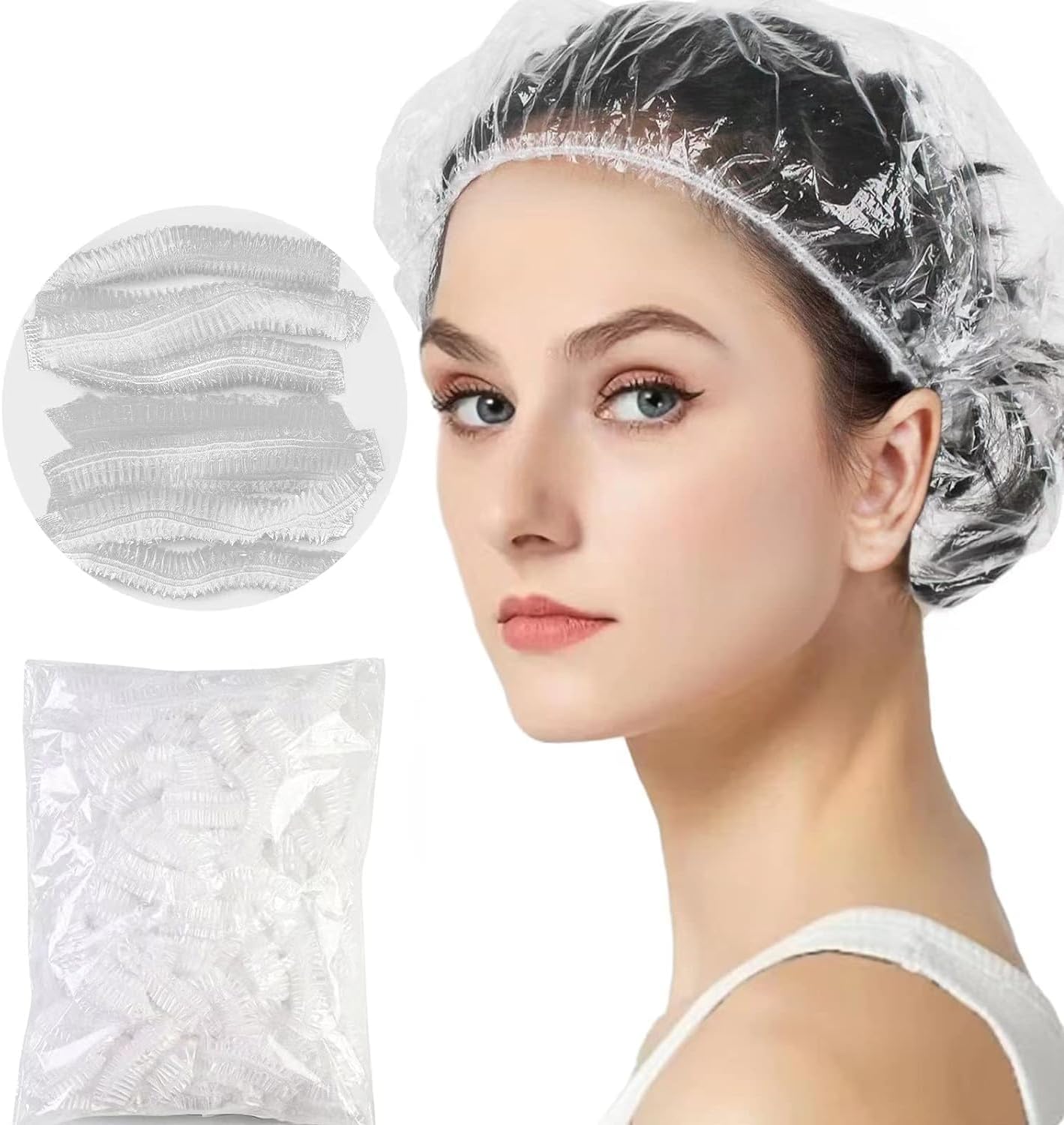 Waterproof Disposable Shower Caps for Women (50 Pieces)