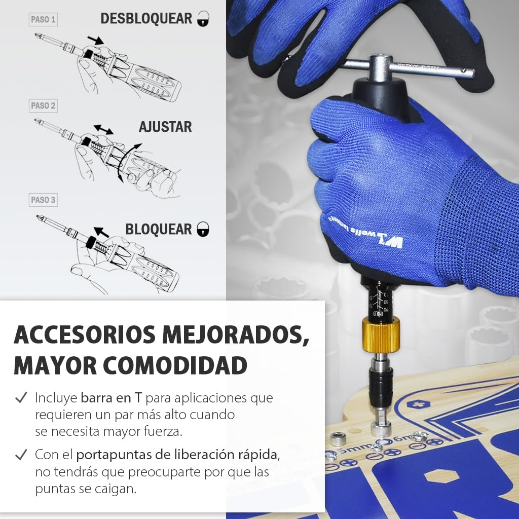 FIRSTINFO H5188 | 1/4" | 10-90in-lb | Destornilladores dinamométricos | Con sistema de cambio rápido Rapidaptor