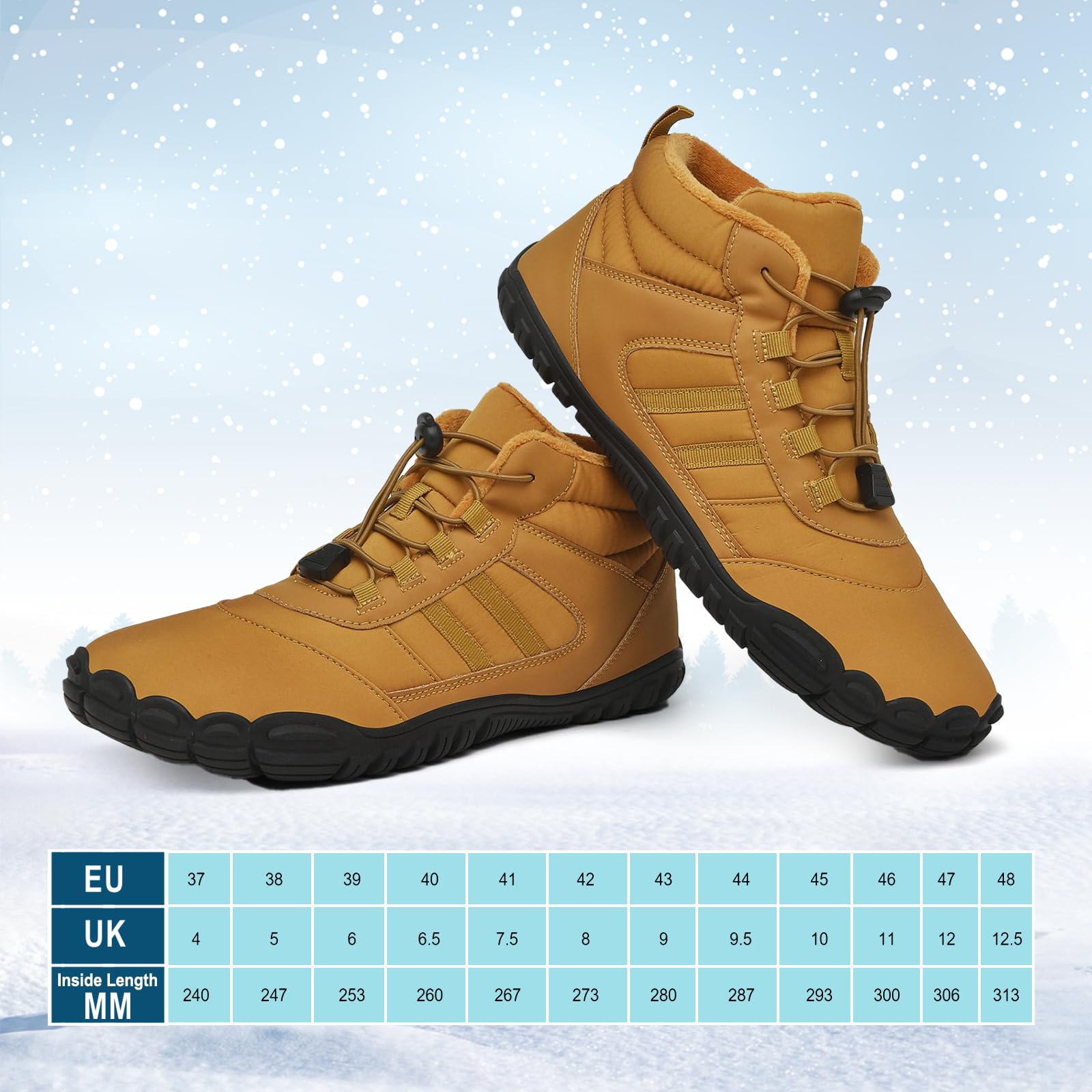 AONEGOLD Zapatos Descalzos de Invierno para Mujer y Hombre, Zapatos de Trail Running con Forro cálido, Zapatos de Invierno para Exteriores, Antideslizantes, Impermeables, Zapatos Descalzos