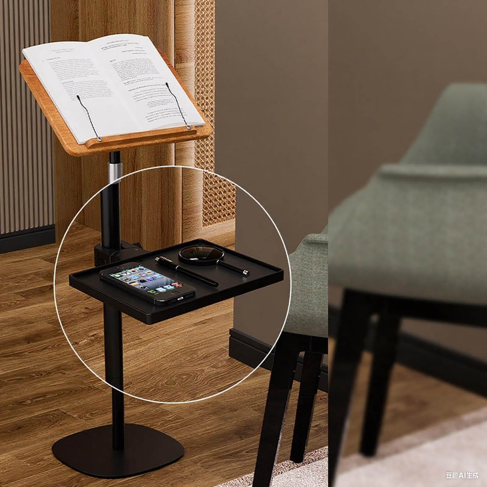 Supporto per podio, regolabile, altezza 50-180 cm, per libri, spartiti, libri di cucina, porta libri con piedistallo, in legno