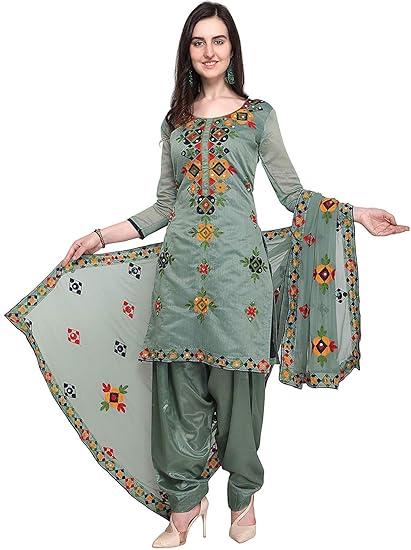 Women Chanderi Cotton Un-stitched Salwar Kameez Dress Material Size