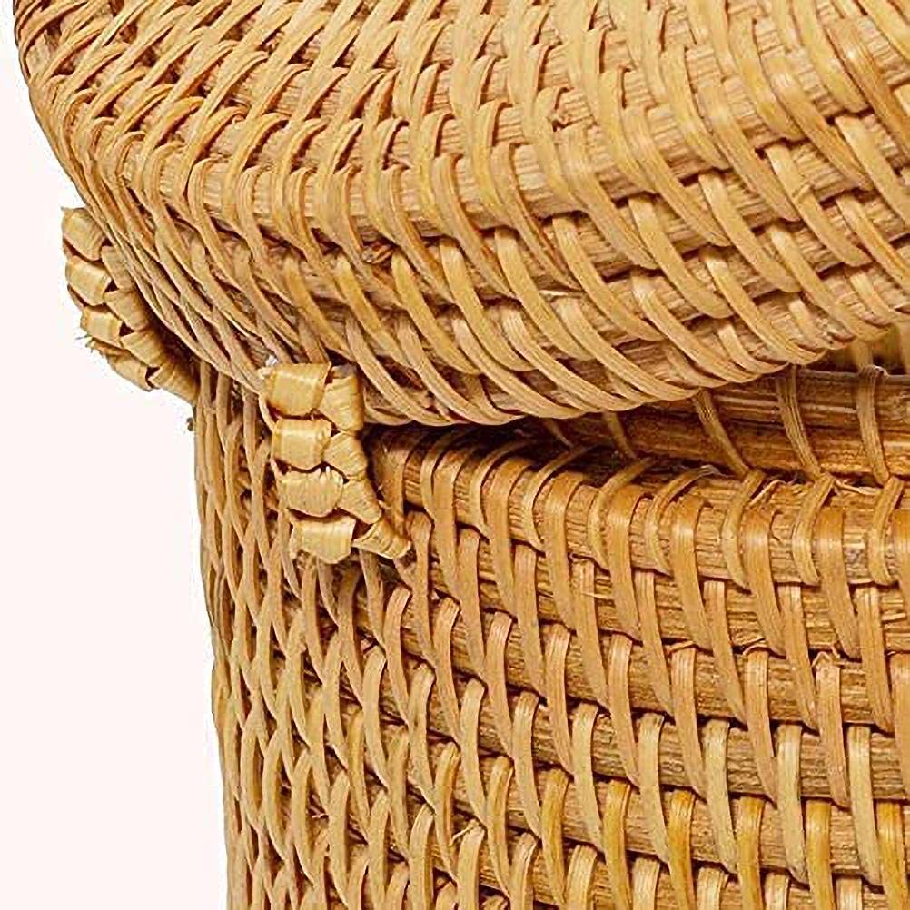 Scatola rotonda in rattan, porta carta igienica in vimini con coperchio, contenitore rotondo adatto per la decorazione della casa del bagno