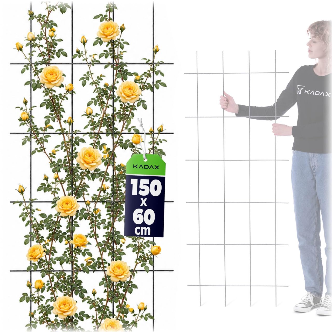 Kadax Rank Grille, traliccio giardino, piante, balcone, terrazza, traliccio di metallo, di rango, griglia da arrampicata in acciaio, da arrampicata, rose tralick, scintillamento (60 x 150 cm)