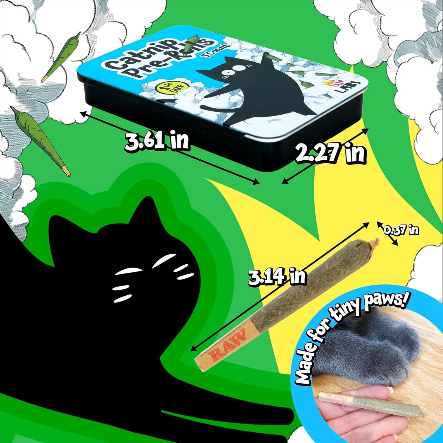 LIT LABS Catnip Toy - 10 Organic Pre-Roll Joints for Extra Purr - Funny Cat Toy for Indoor Cats with Existential Dread