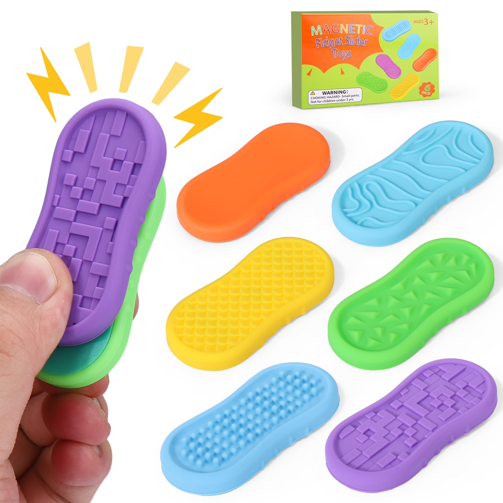 BUSOHA Silicone Magnetic Fidget Slider Toys - Relieve Anxiety Fidget Toys Adult for Classroom Sensory Worry Stone Travel Toys for Stress,Autism and ADHD,Gifts for Teens Kids