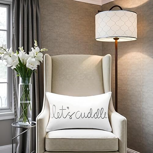 Miniatura 4 de Sanmetex Let's Cuddle - Funda de almohada lumbar decorativa de 12 x 20 pulgadas, funda de almohada rectangular gris bordada para cama, dormitorio,