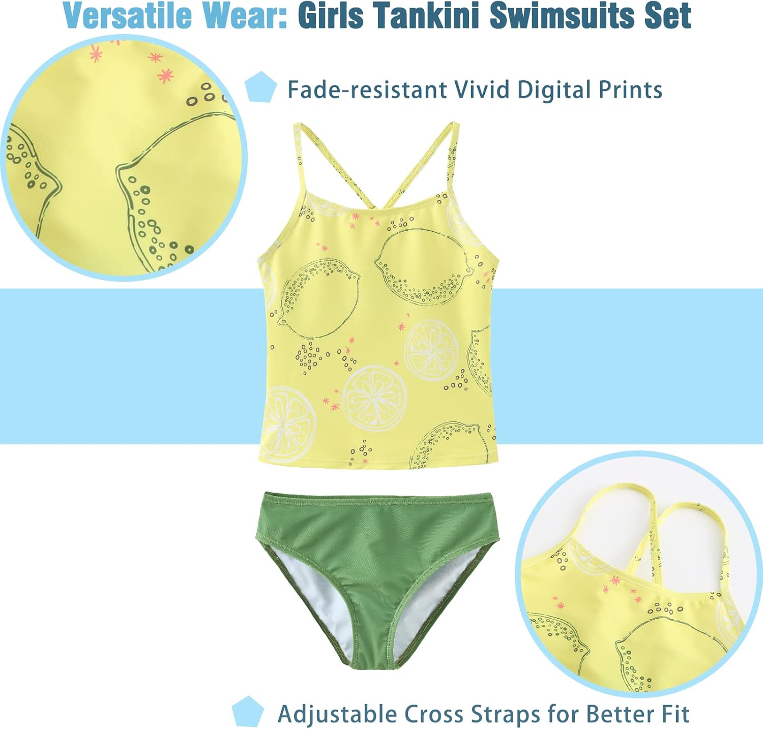 Girls 3 Piece Rash Guard Swimsuits Set Tankini Bathing Suits for Girls Long Sleeve Beach Swimwear 3-16 Years - Image 6