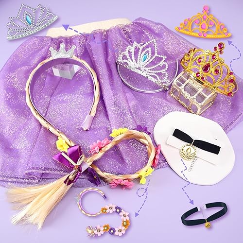 Miniatura 7 de Meland Vestido de princesa - Vestido de princesa para niñas con juguetes de princesa, regalo de cumpleaños de Navidad para niñas de 3 a 8 años