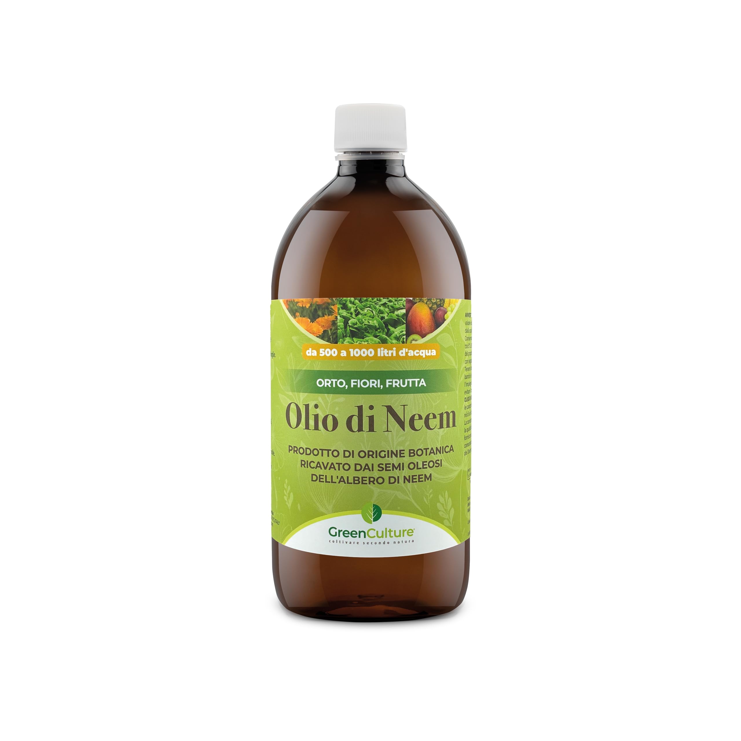 GreenCulture Olio di Neem 1000ml per Trattamento Fogliare Insettorepellente