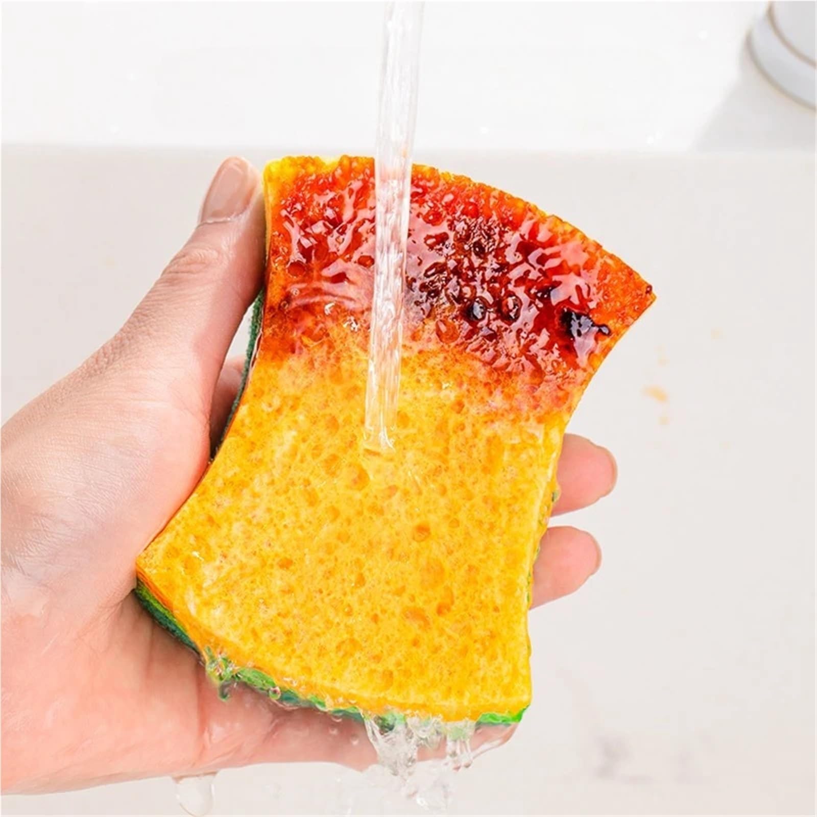 Sponge Algodón de Pulpa Madera compuesta | Esponja for lavar platos con estropajo de tres capas rica en burbujas sin arrojar residuos(24pcs)