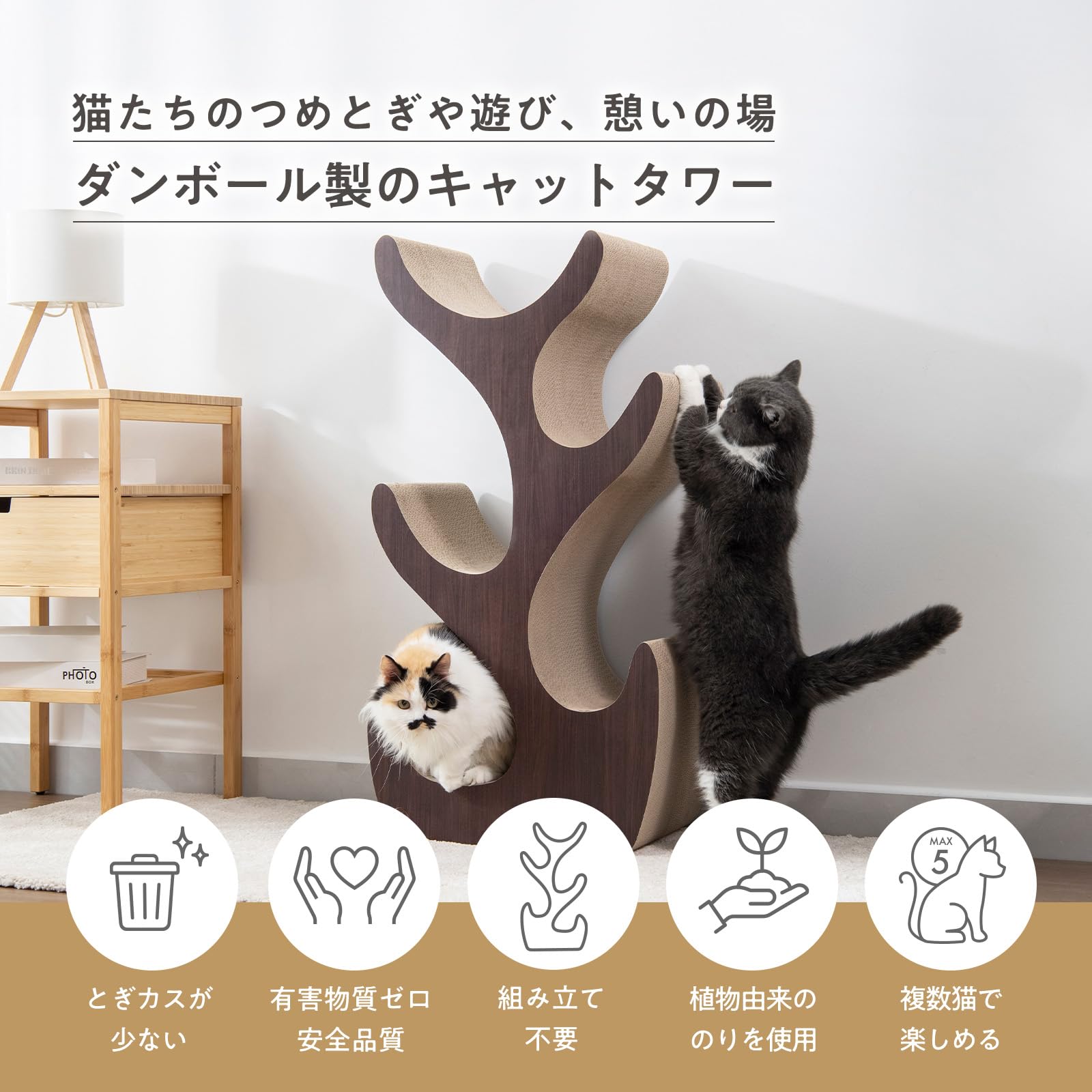 Amazon.co.jp: 猫壱 キャットツリー Rダークブラウン＆ブラック