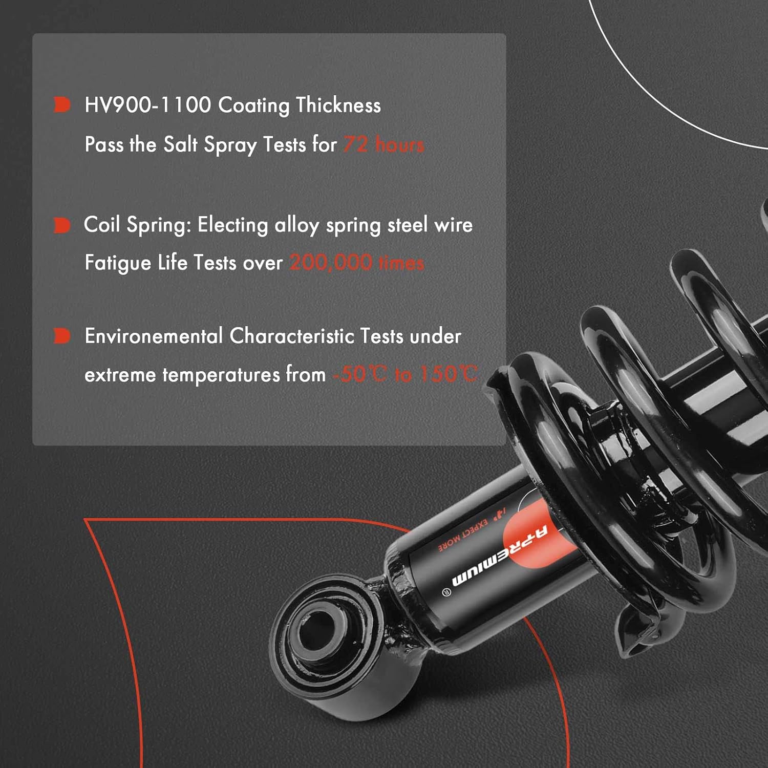 A-Premium Rear Struts Compatible with Honda Civic 2001-2005 - 2x Replacement Suspension Complete Strut Assembly Shock with Coil Spring