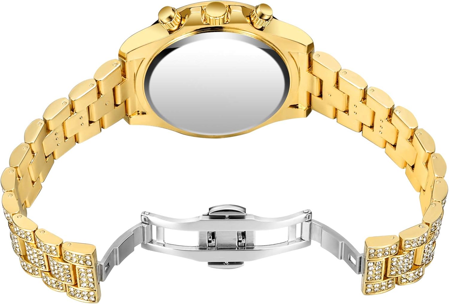 Gosasa SKM 2259 Bling-ed Leopard Dial Watch back and clasp