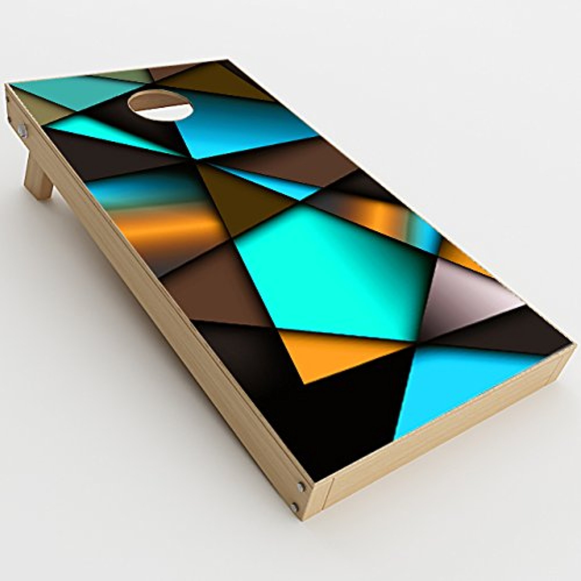 Skin Decal Vinyl Wrap for Cornhole Game Board Bag Toss/Awesome Blue Gold Pattern