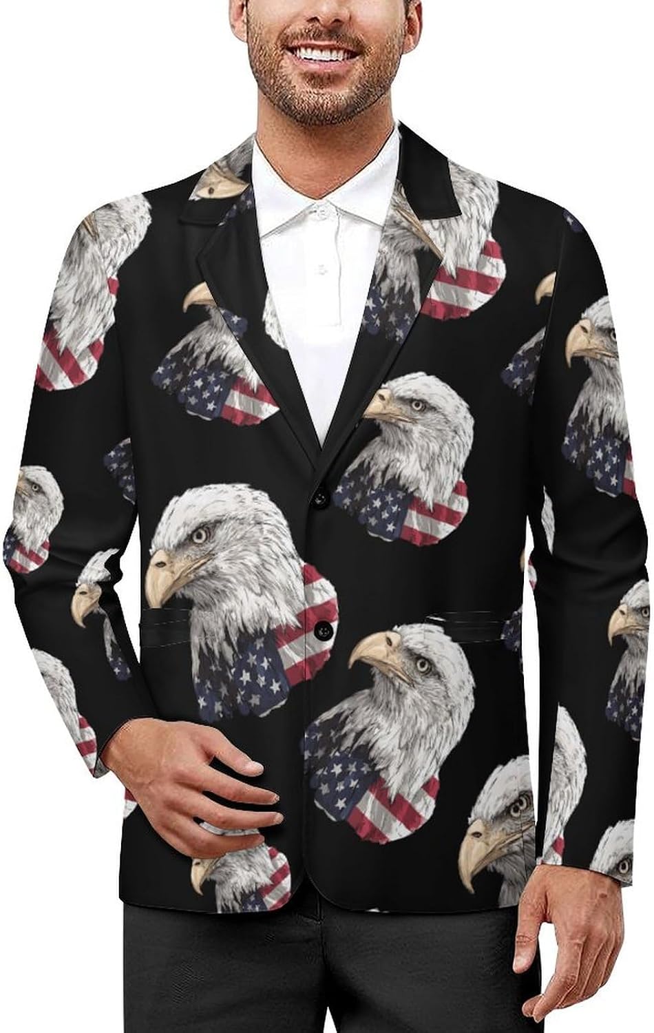 U.S.A. Flag Bald Eagle1 Classic Suits Blazer for Men Business Tuxedo Jacket