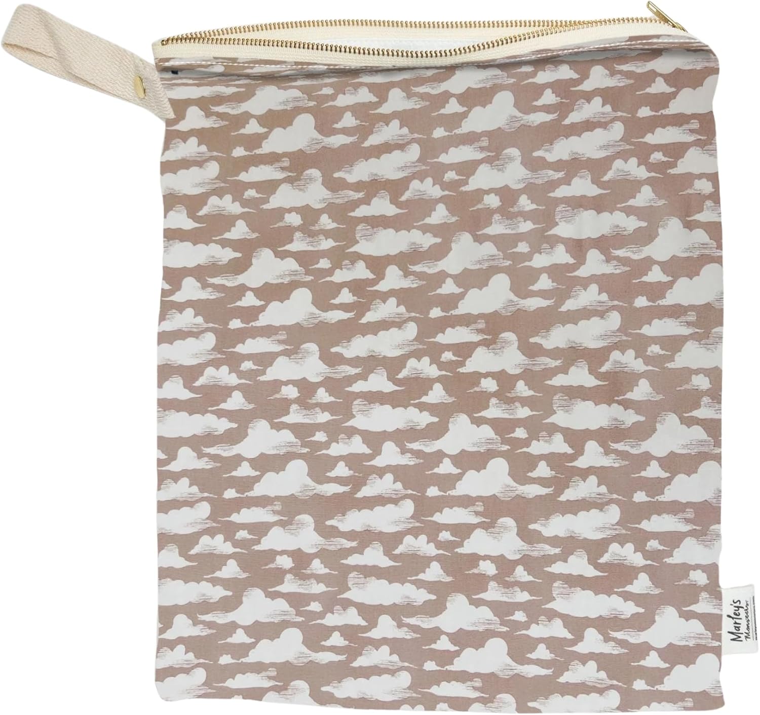 Large Wet Bag & Waterproof Laundry Pouch – Reusable Cloth Diaper Storage for Travel, Gym & Swim – Hanging Zipper Organizer Made in USA (Mauve Clouds)