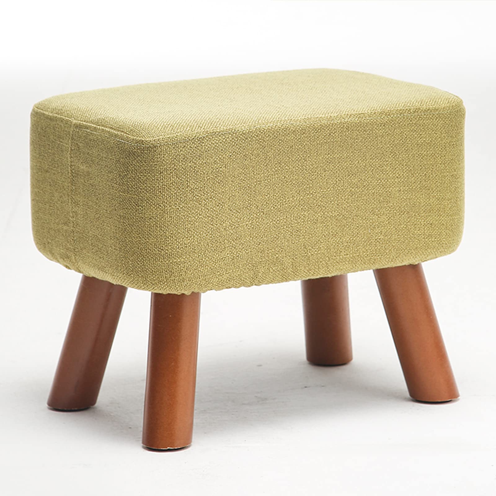Repose-pieds rond en lin vert 40x28x33 cm avec pieds en pin