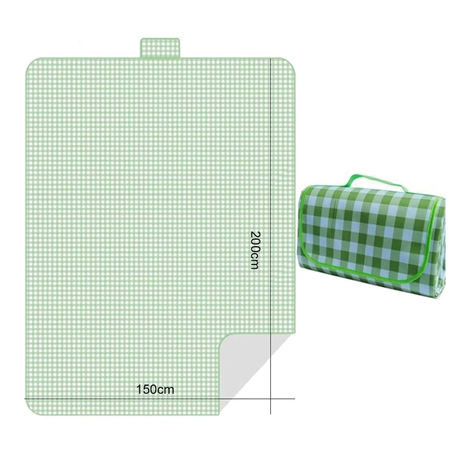 Tappetino da picnic impermeabile per campeggio e spiaggia, coperta portatile per esterni, a prova di umidità, ideale per picnic in famiglia e gite primaverili, verde, 150 x 200 cm, Seattle