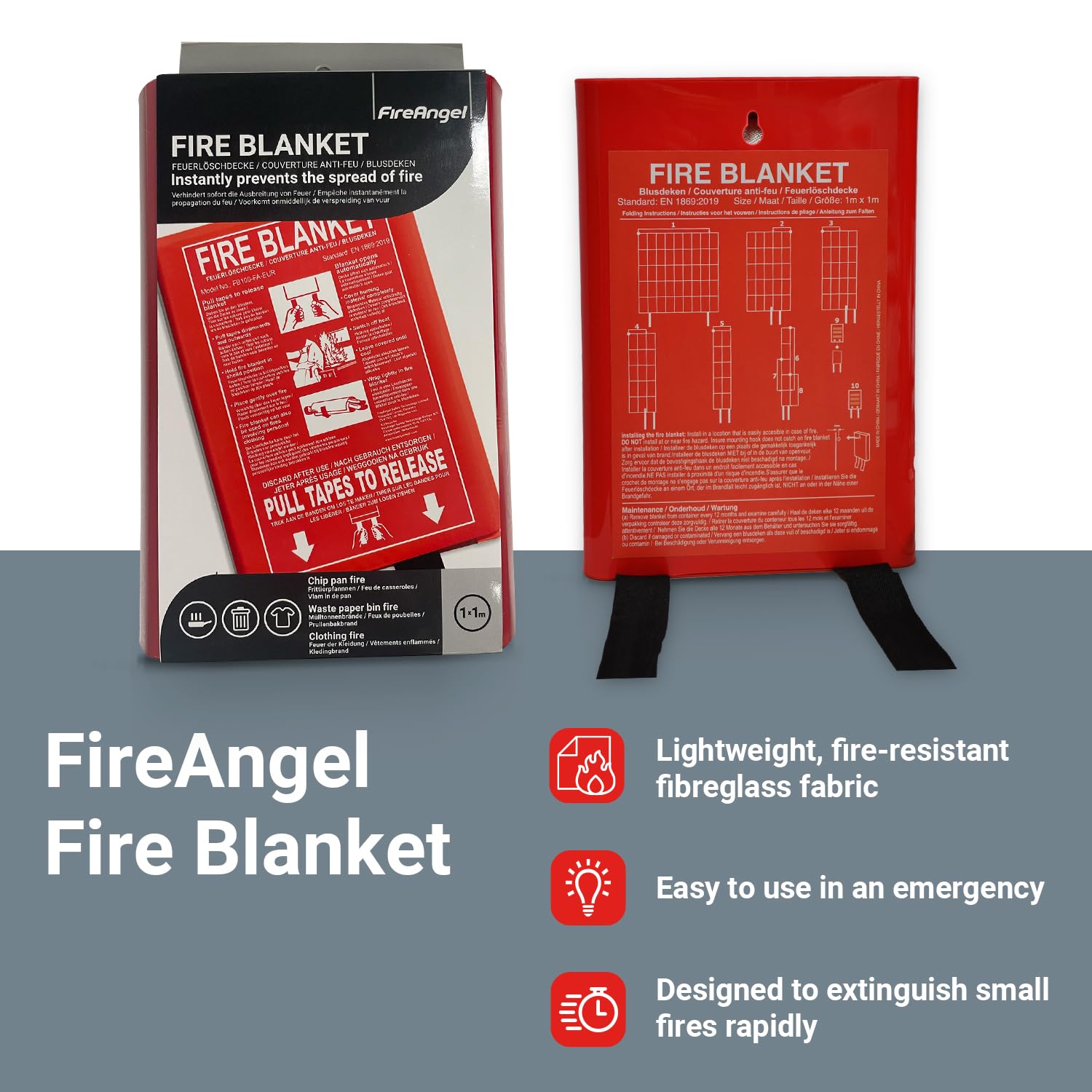 Sécurité Cuisine Cheminée Couverture Anti-Feu 1x1m En Fibre De Verre - Protection Incendie Pour Cuisine, Voiture Et Camping - Ignifuge Et Isolante équipement Sécurité