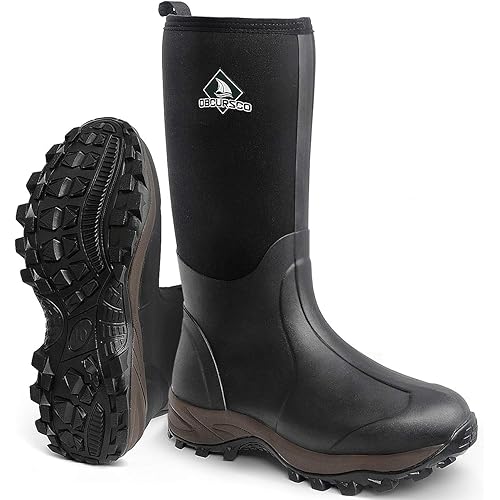Obcursco Mens Rain Boots, Insulated 6mm Neoprene Rubber Boots for Men and Women Waterproof, Durable Hunting Boots Great for Cold Weather, Farm Working and Fishing