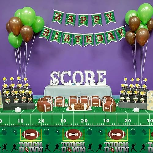 Miniatura 8 de Paquete de 4 manteles de fútbol – Funda de mesa de cumpleaños de fútbol PE – Funda de mesa de touchdown – Decoración para el día del partido y la