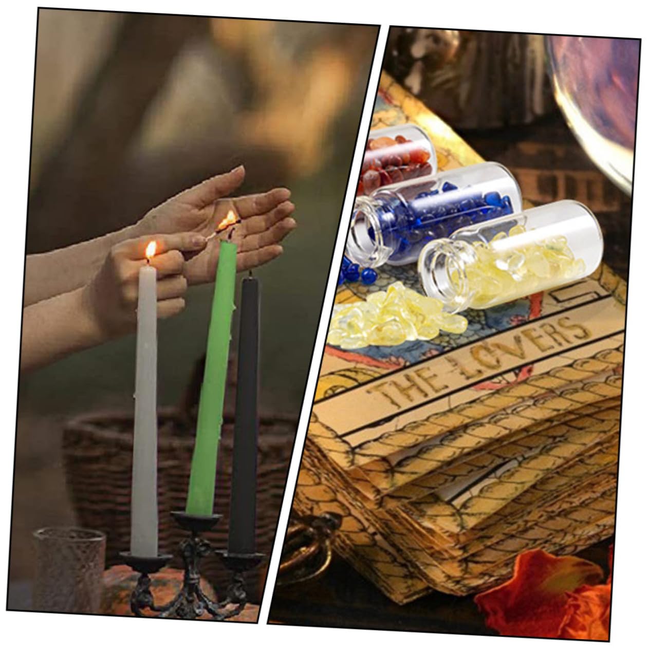Kit de Bougies Parfumées Magiques, Cire Paraffine, Verre, Pierre