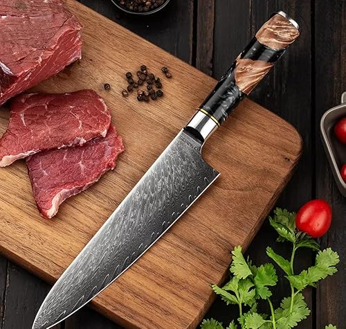 Miniatura 8 de The Epicurean Cook Tidal Collection Professional Knife Set with Burl Wood Resin Handles Black Resin Handle