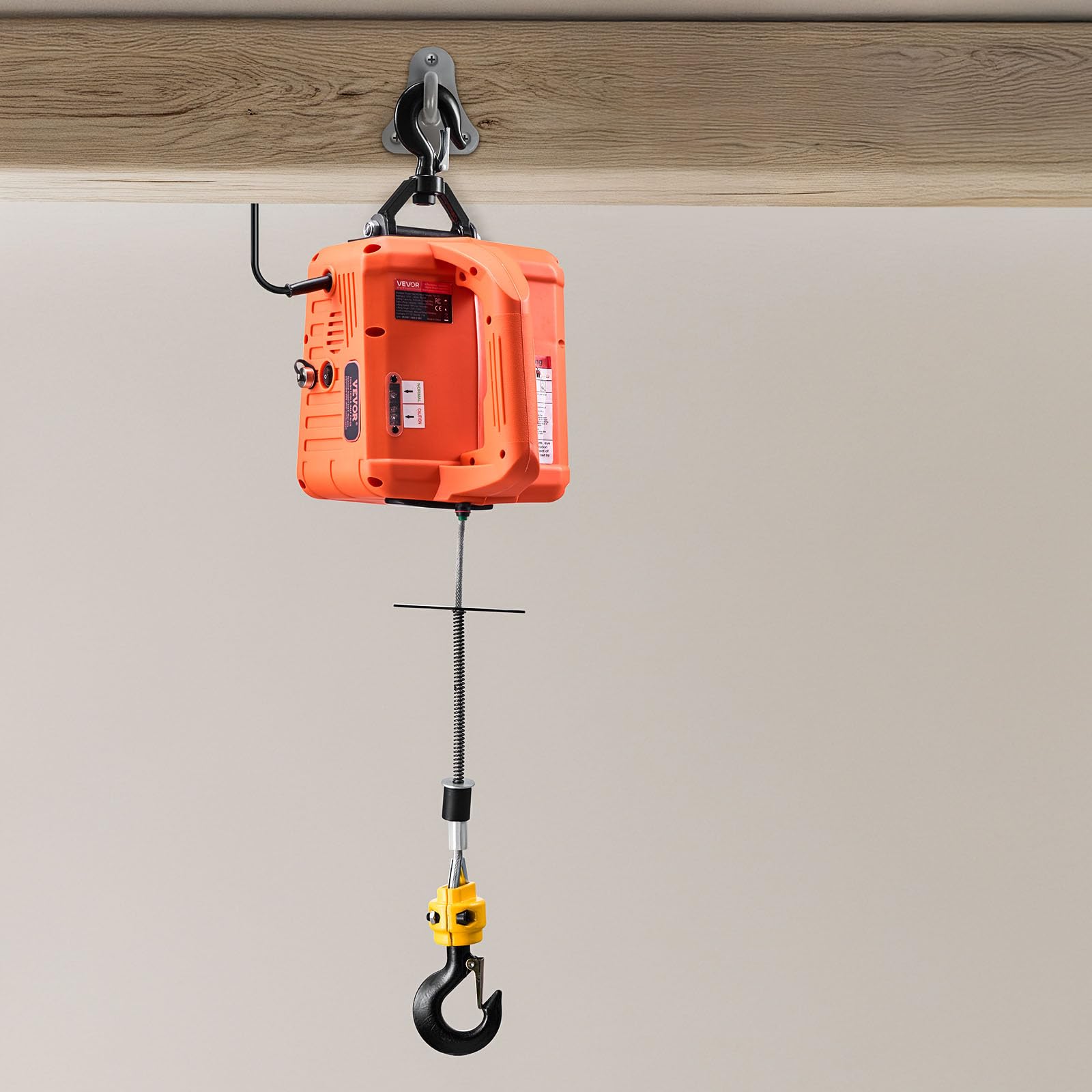 VEVOR Verricello Elettrico di Sollevamento Capacità Carico 700 kg, Paranco Portatile con Argano Elettrico da 1500 W, Altezza di Sollevamento 7,6 m 5 m/min con Telecomando Manuale