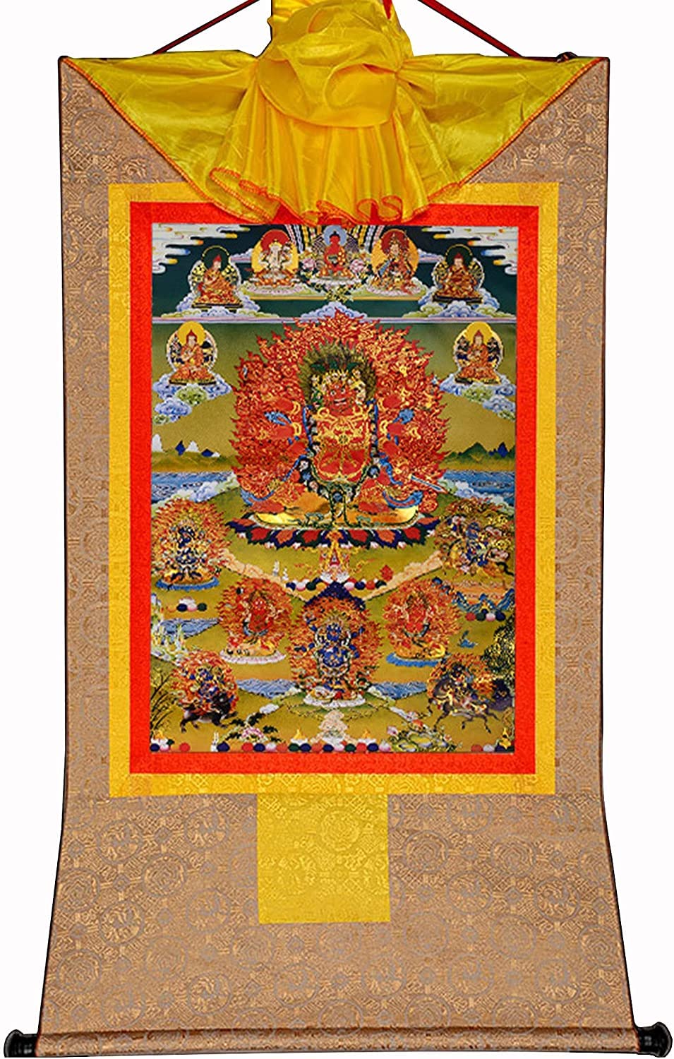 VHKJewE Hayagriva, Buddhist Thangka Brocade(Beige,Small(35cm*27cm))