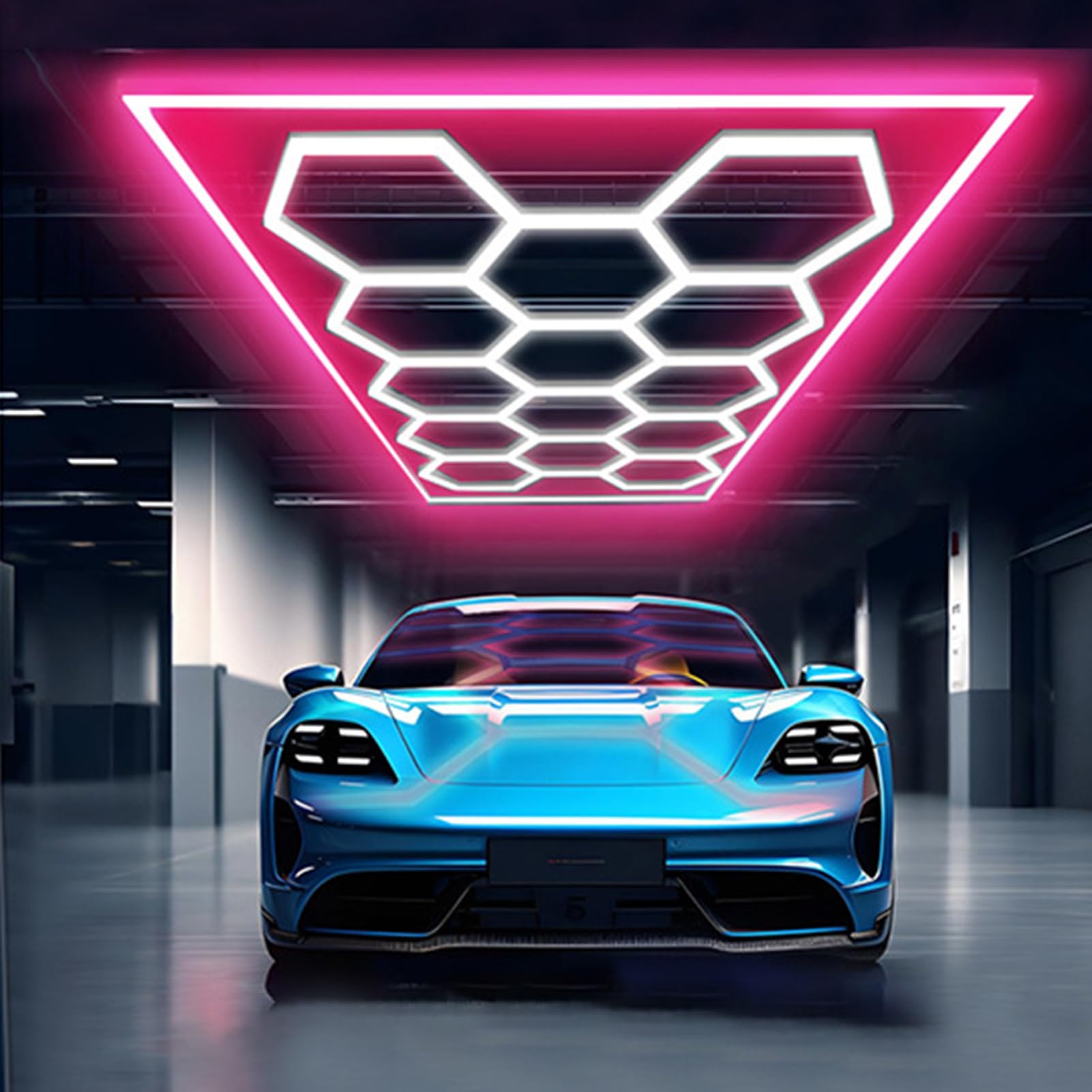 Sechseckige Garagenleuchten 6500K Hexagon LED Garage Light LED Garagenlichter für Autoaufbereitung Garage Werkstatt und Fitnessstudio,A