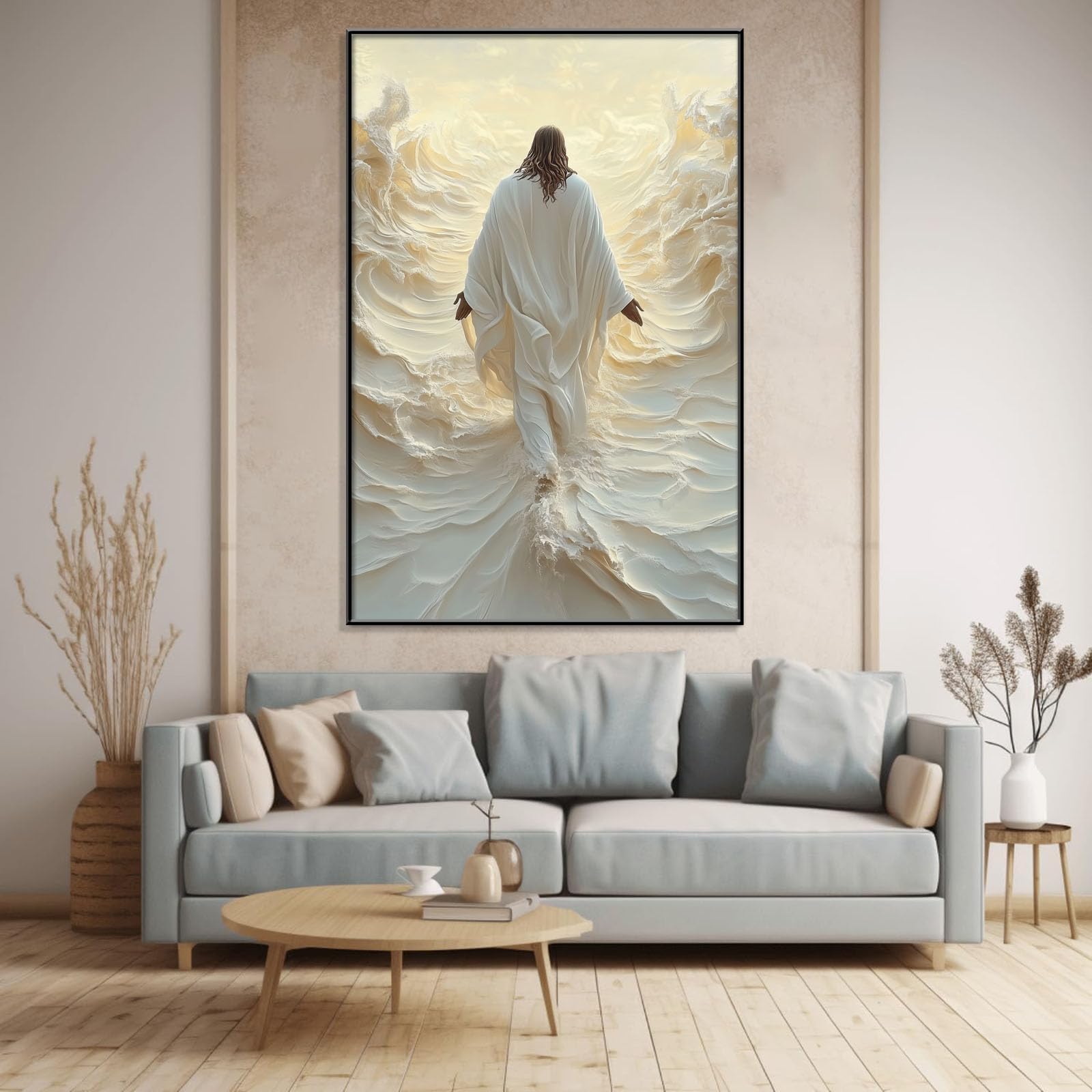 Geen Lijst Nodig Poster ZZFIAY Canvas Poster 'Jesus Walking With Disciples' | 60x90cm, Waterdicht & Slijtvast – Zonder Lijst Decoratief Schilderij Voor Gang Entree