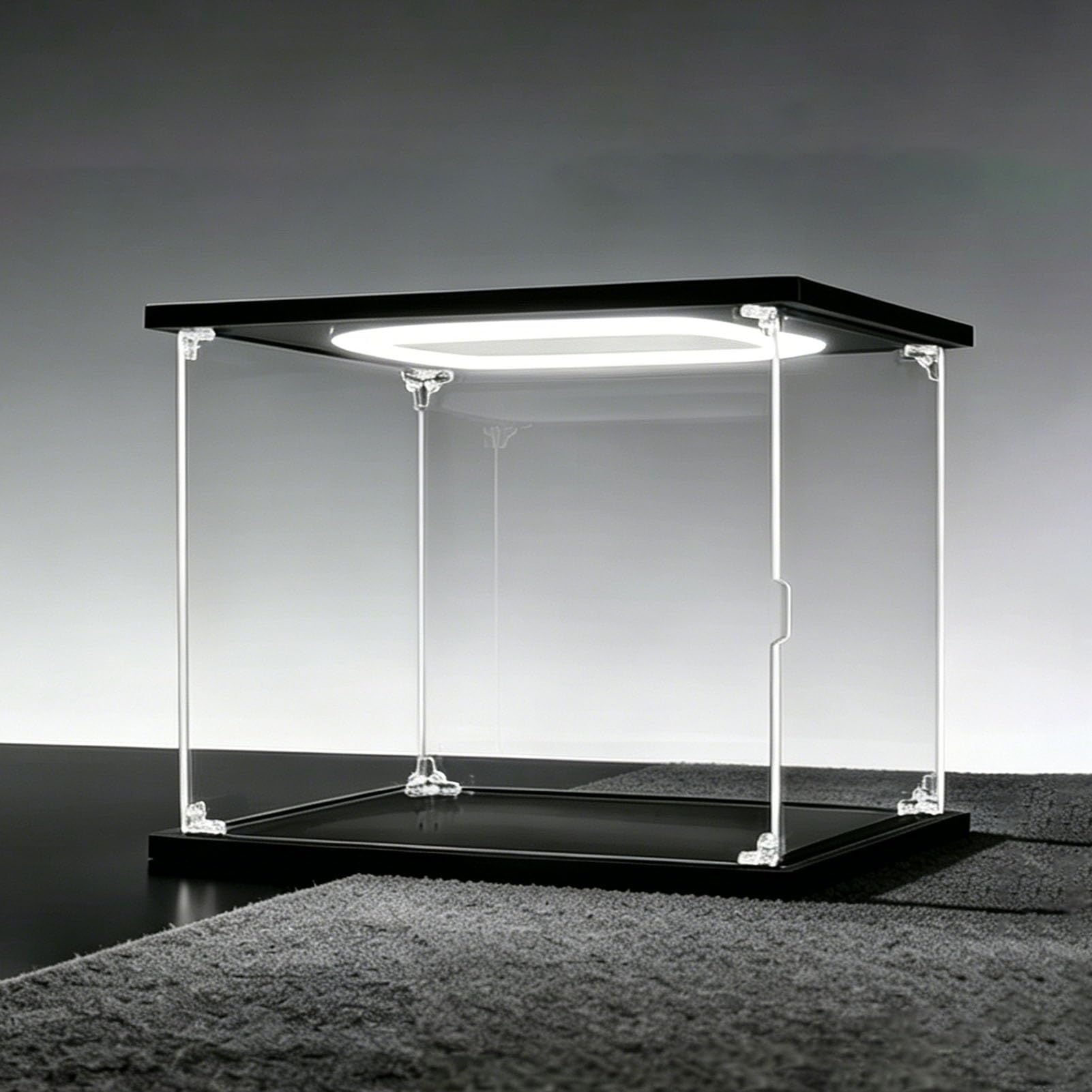 Vitrina de Acrílico Vitrina de Plástico con Iluminación LED de 15, 20, 25, 30, 35, 40 45 Cm. Vitrina Apilable Transparente de una Puerta. Caja Organizadora Miniaturas(30x30xH30cm/12x12x12in)