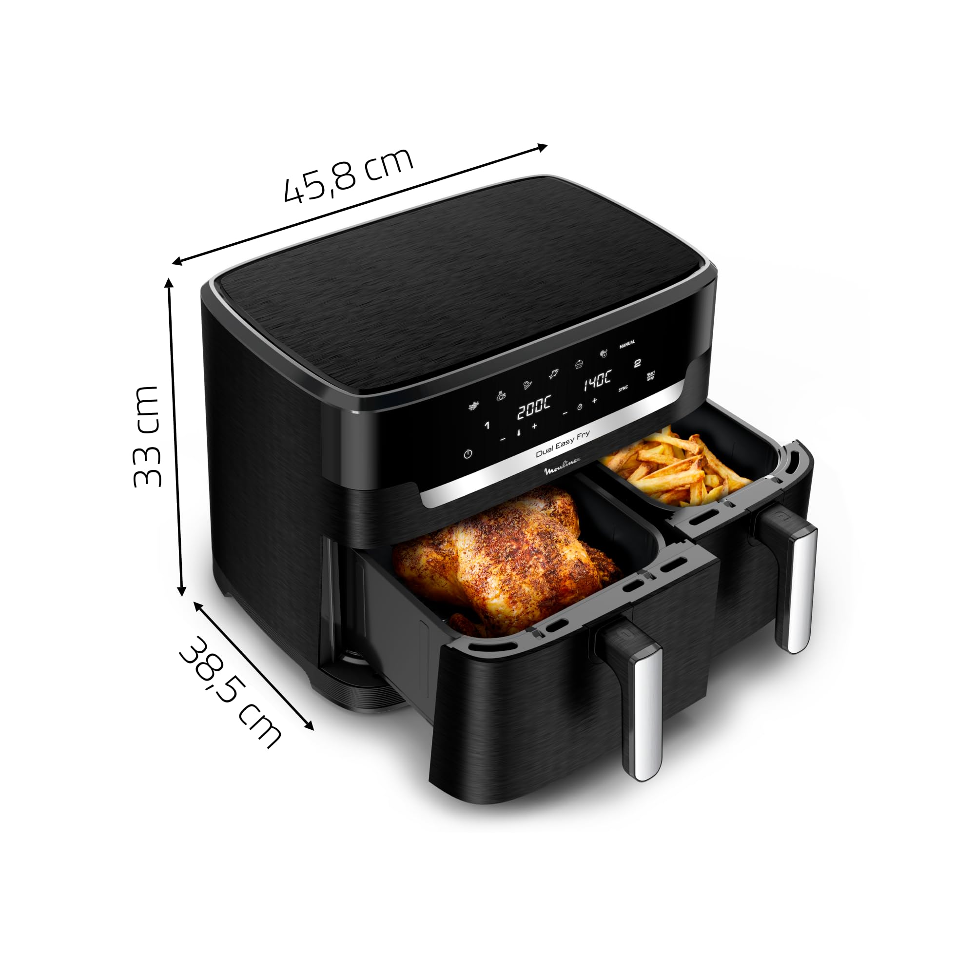 Moulinex XXL Dual Easy Fry 11L: podwójny kosz frytkownica powietrzna +8 osób, dwa kosze (6,5 l + 4,5 l), 7 programów automatycznych, EZ9428F0