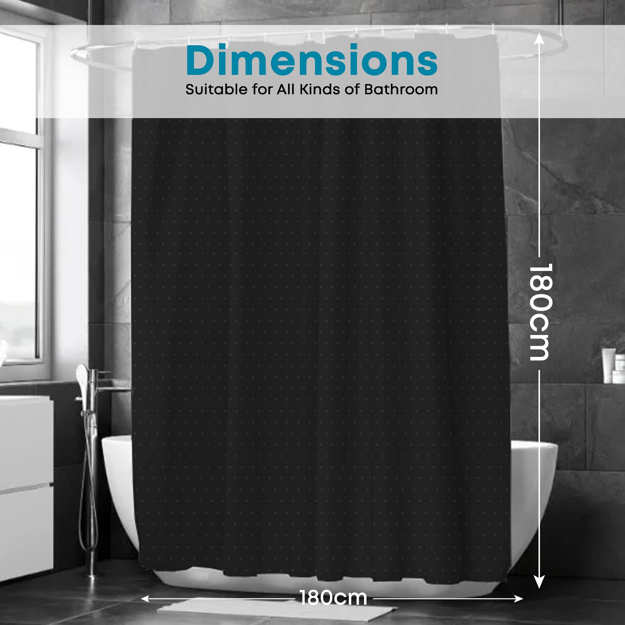 Blue Canyon Diamante Shower Curtains, Diamante Black, W 70.9" x L 70.9" (1 Panels) - Image 4