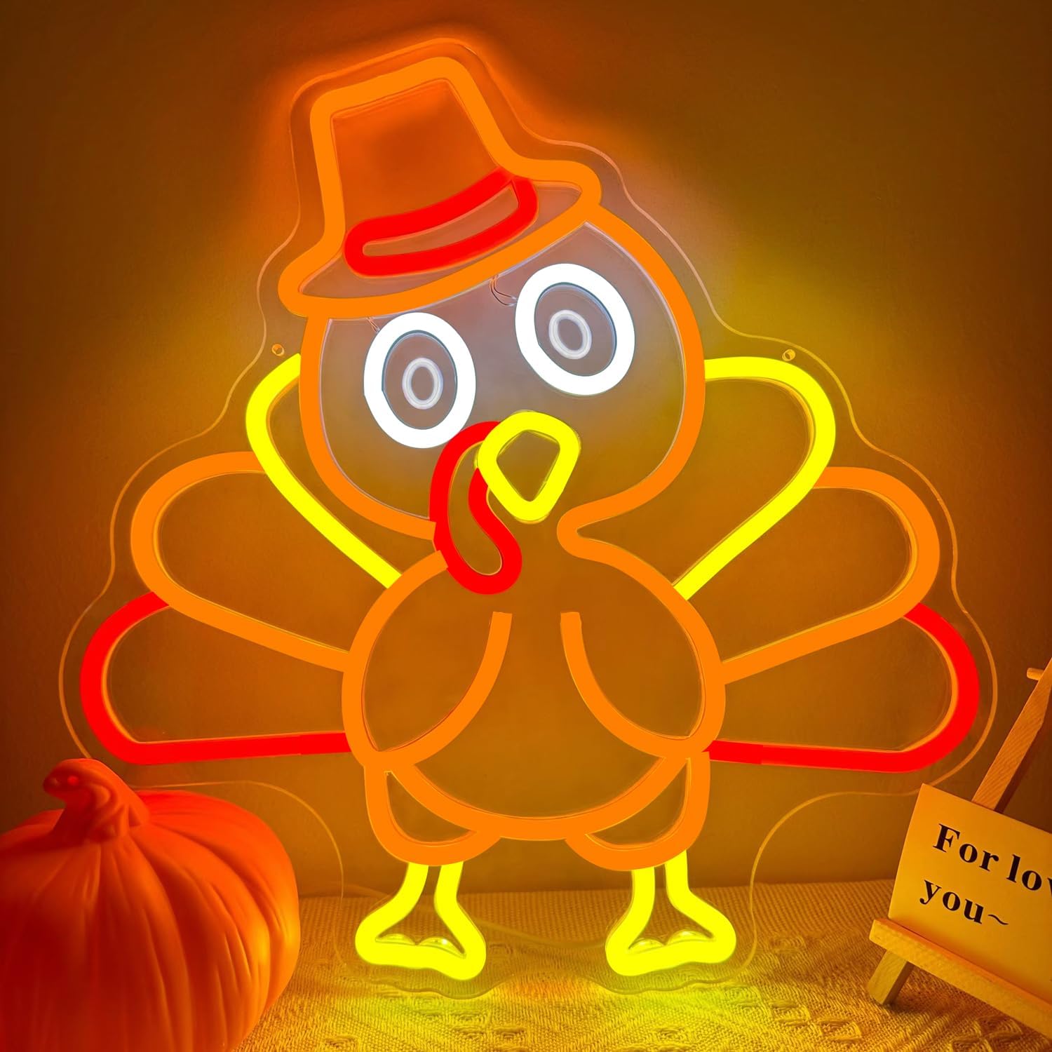 Thanksgiving Turkey Neon Sign Thanksgiving Turkey Decorations Thanksgiving Day Neon Sign for Wall Decor Neon Light Up Sign for Thanksgiving Day Door Wall Art Window Home Party Holiday Gift